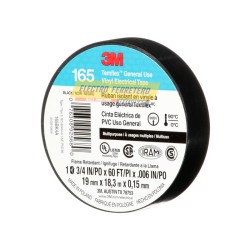 3M Cinta aislante vinílica Temflex 165 3/4¨ x18mts negro