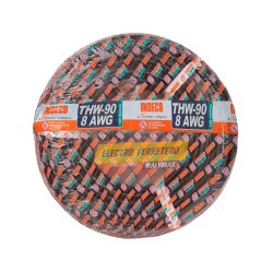 Cable THW-90+ 8AWG, NEGRO 750V aislamiento PVC azul, clase 2