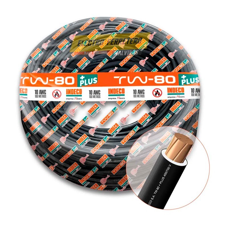 Cable TW-80 +plus 450/750 V 10 AWG Resistente a la humedad, químicos