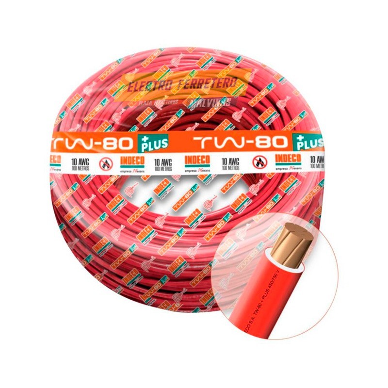 Cable TW-80 +plus 450/750 V 10 AWG Resistente a la humedad, químicos