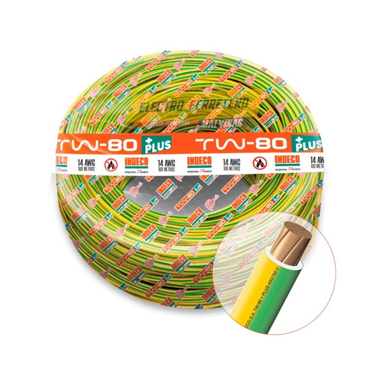 Cable TW-80 +plus 450/750 V 14 AWG Resistente a la humedad, químicos